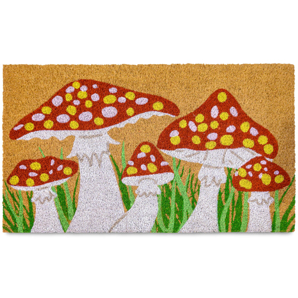 MAINEVENT Mushroom Spring Summer Coir Welcome Doormat 30x17 Inch