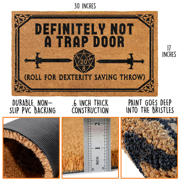 Not a Trap Door Coir Doormat Outdoor 30x17 Inch