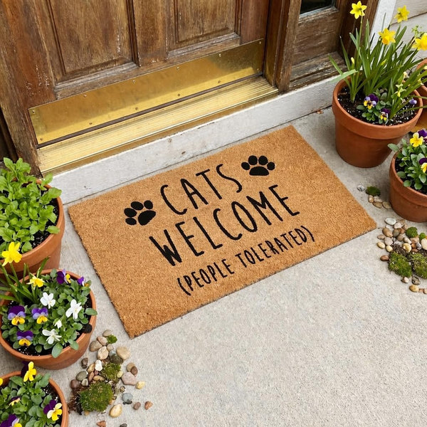 Cats Welcome People Tolerated Doormat 30x17 Inch