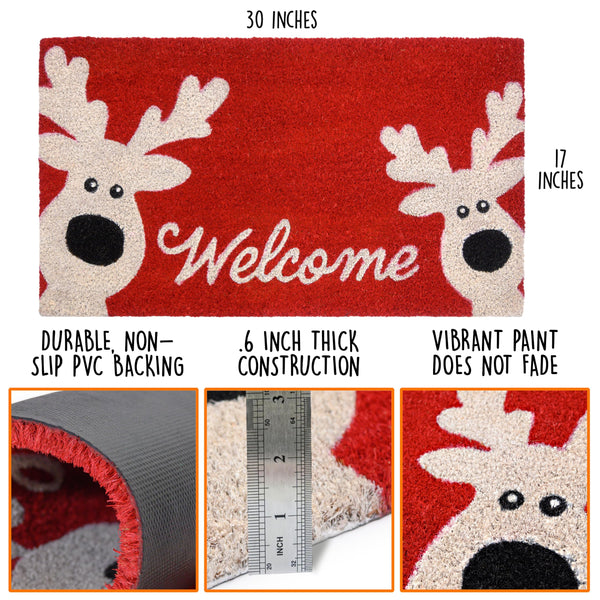 Reindeer Door Mat 30x17 Inch