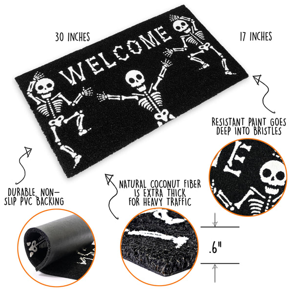 MAINEVENT Skeleton Door Mat 30x17 Inch, Skeleton Outdoor Mat, Halloween Door Mat Skeleton, Skeleton Doormat, Halloween Doormat, Halloween