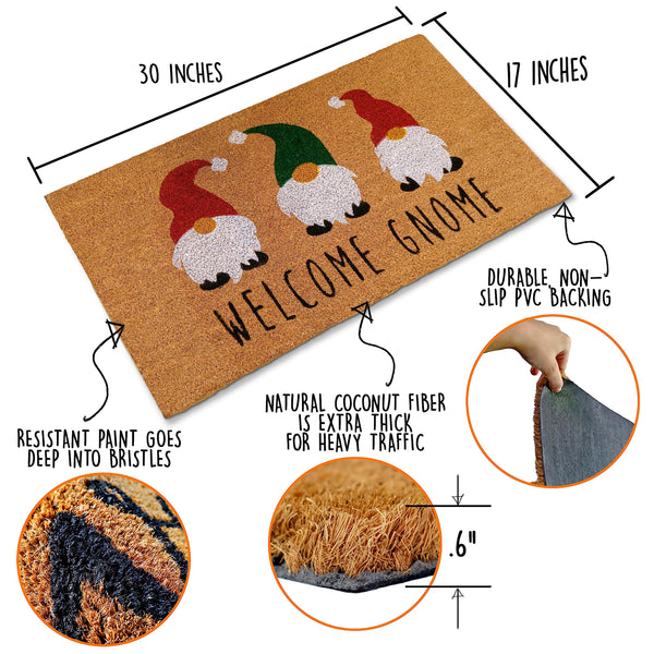 Welcome Gnome Merry Christmas Doormat 30x17 Inch