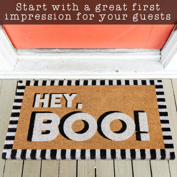 MAINEVENT Hey Boo Door Mat 30x17 Inch, Hey Boo Doormat Outdoor, Hey Boo Halloween Decor, Boo Mat, Halloween Doormat, Halloween Door Mat