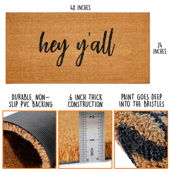 Hey Y'all Door Mat 48x24 Inch