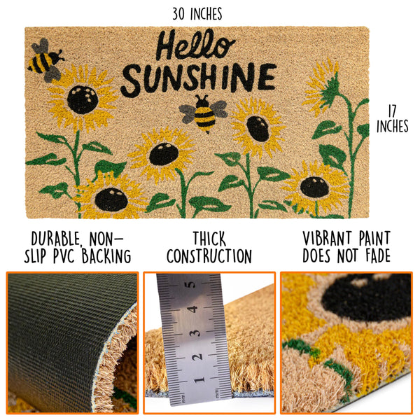 Hello Sunshine Sunflower Welcome Mat 30x17 Inch