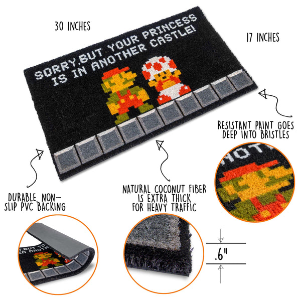 Sorry But Your Princess is in Another Castle Gamer Door Mat 30x17 Inch