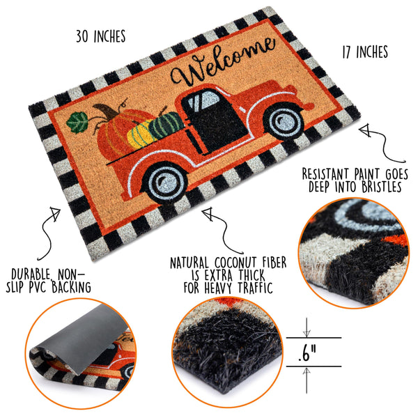 Welcome Fall Truck Door Mat 30x17 Inch