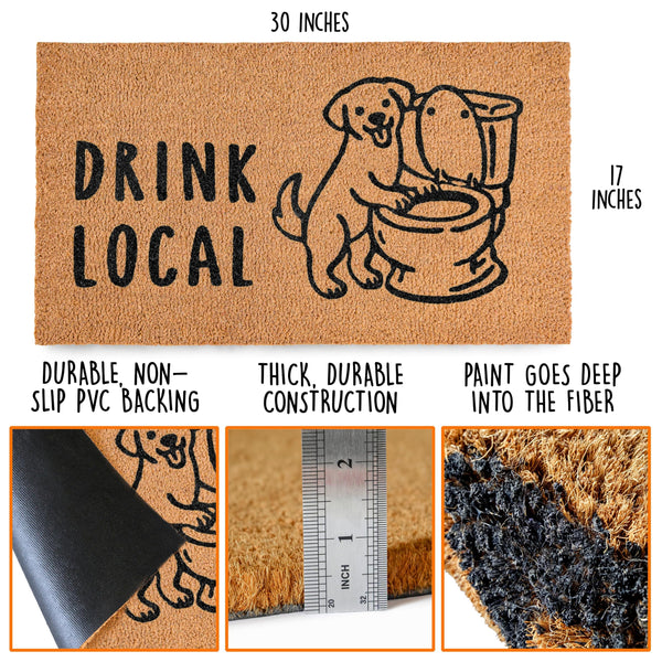 Drink Local Door Mat 30x17 Inch