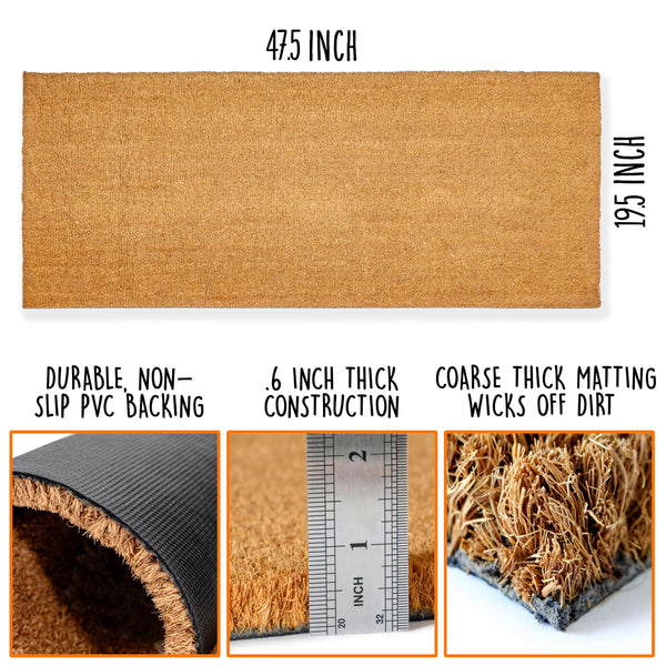 Blank Welcome Mat 47.5x19.5 Inch, Coir Door Mat for Screen Printing 5pk