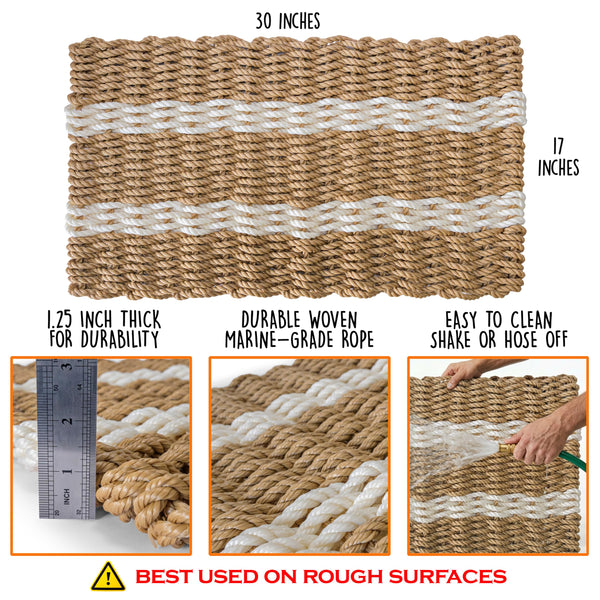 Lobster Rope Mat Shore Stripe 30x17 Inch