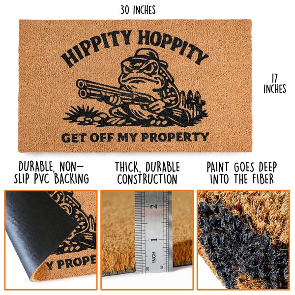 Hippity Hoppity Get Off My Property Door Mat 30x17 Inch