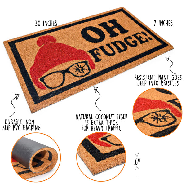 MAINEVENT Oh Fudge Christmas Door Mat Funny 30x17 Inch, Christmas Doormat Funny, a Christmas Story Decor, a Christmas Story Outdoor Decor