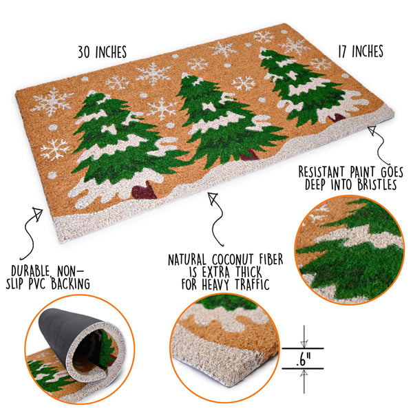 MAINEVENT Christmas Tree Door Mat 30x17 Inch, Christmas Coir Doormat, Christmas Tree Doormat, Christmas Coir Mat Outdoor Christmas Doormat Coir