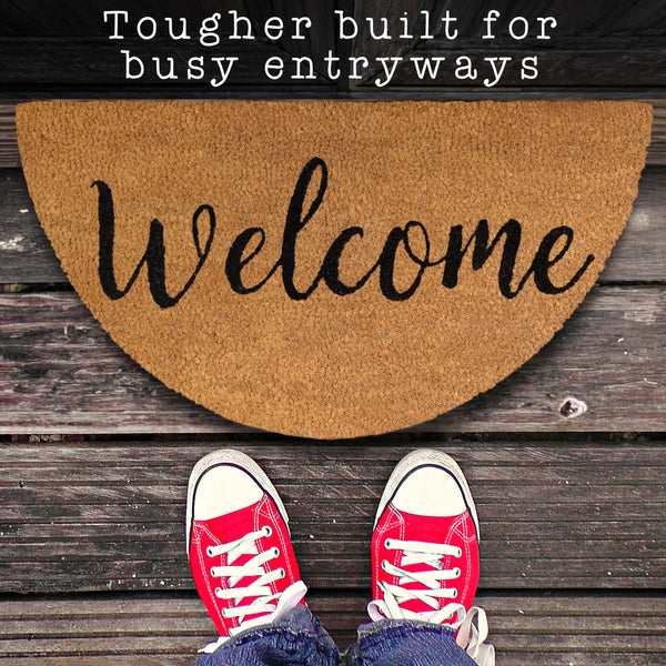 Welcome Half Circle Door Mat Outdoor 30x17 Inch