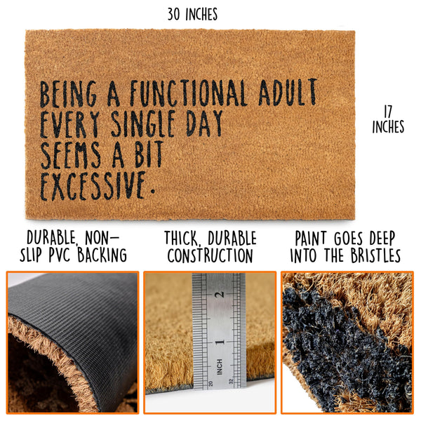 Being a Functional Adult Door Mat 30x17 Inch
