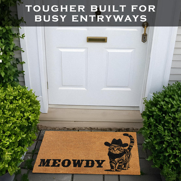 MAINEVENT Meowdy Coir Doormat 30x17 Inch, Cat-lover Cat-themed Doormats