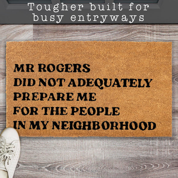 MAINEVENT Mr Rogers Funny Welcome Mat, 30x17 Inches, Brown