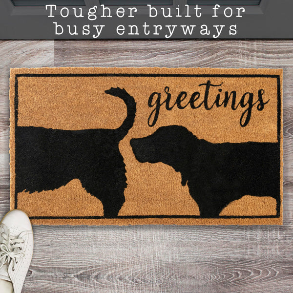 Funny Dog Greetings Welcome Mat for Front Door 30x17 Inch