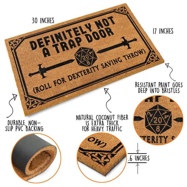 MAINEVENT Not a Trap Door Doormat Outdoor 30x17 Inch, Definitely Not a Trap Door Mat, Definitely Not a Trap Door Outdoor Doormat, Definitely