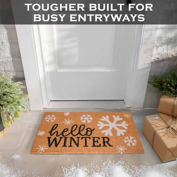 MAINEVENT Hello Winter Door Mat 30x17 Inch, Snowflake Door Mat Outdoor, Outdoor Winter Door Mat, Winter Floor Mat, Winter Front Door Mat, Snowflake