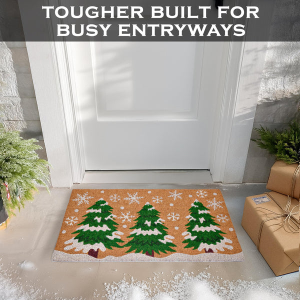 MAINEVENT Christmas Tree Door Mat 30x17 Inch, Christmas Coir Doormat, Christmas Tree Doormat, Christmas Coir Mat Outdoor Christmas Doormat Coir