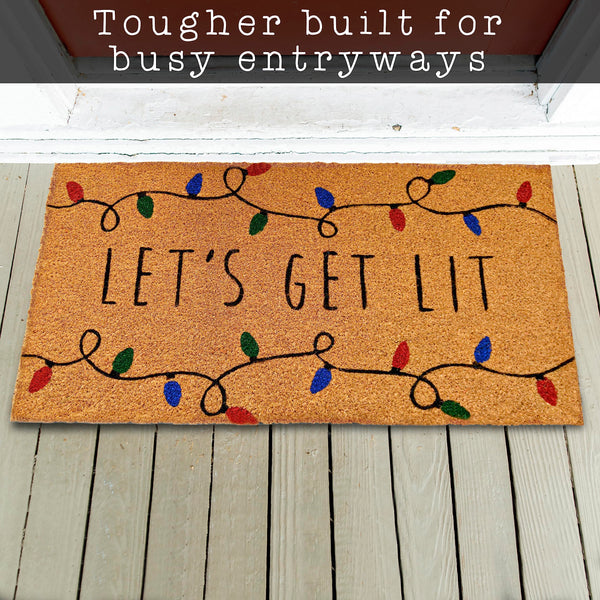 Let's Get Lit Funny Christmas Door Mat 30x17 Inch
