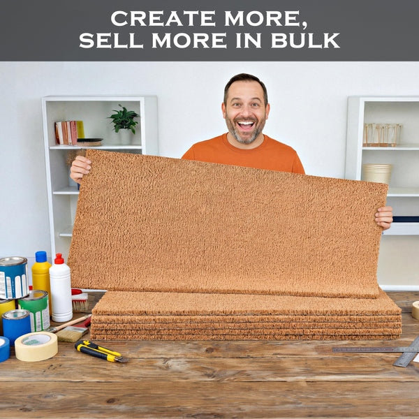 Blank Welcome Mat 47.5x19.5 Inch, Coir Door Mat for Screen Printing 5pk