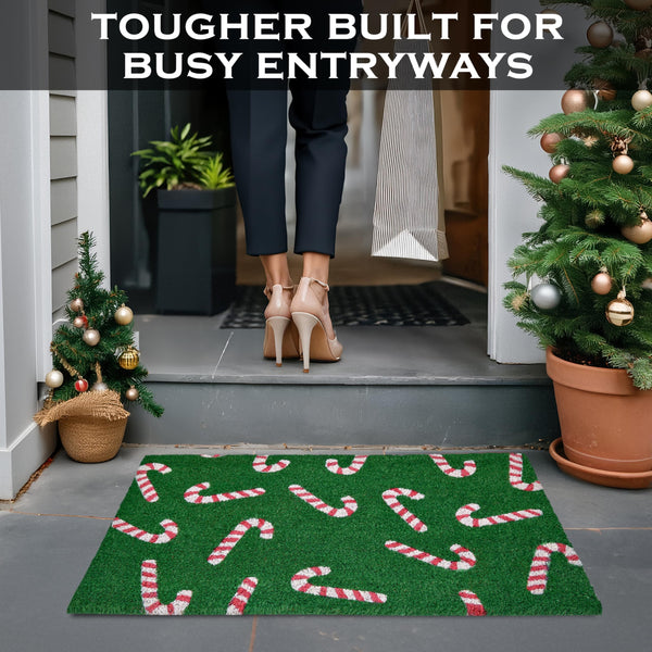 MAINEVENT Candy Cane Door Mat 30x17 Inch, Candy Cane Doormat, Candy Cane Christmas Rug, Christmas Door Mat Outdoor Christmas Mat for Front Door