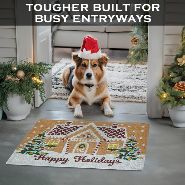 MAINEVENT Gingerbread House Door Mat 30x17 Inch, Gingerbread House Doormat, Gingerbread Doormat, Gingerbread House Door Mat, Outdoor Christmas