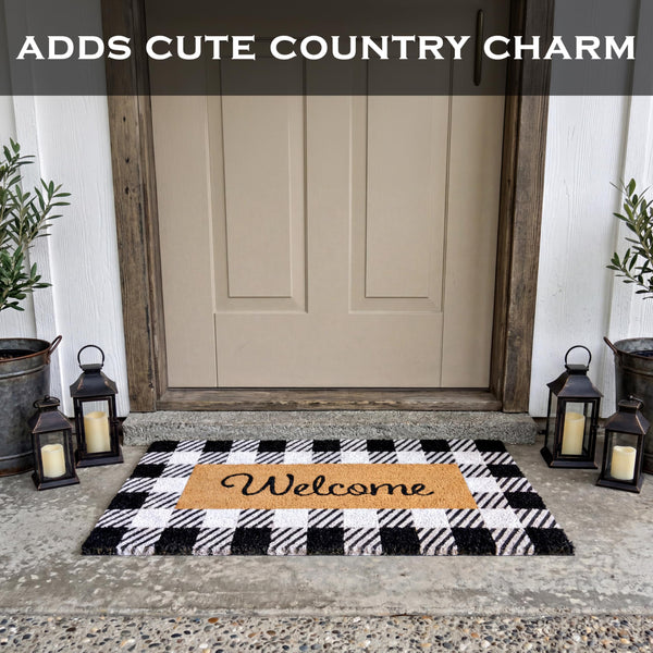Black and White Checked Outdoor Rug 30x17 Inch