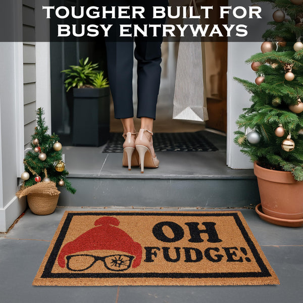 MAINEVENT Oh Fudge Christmas Door Mat Funny 30x17 Inch, Christmas Doormat Funny, a Christmas Story Decor, a Christmas Story Outdoor Decor