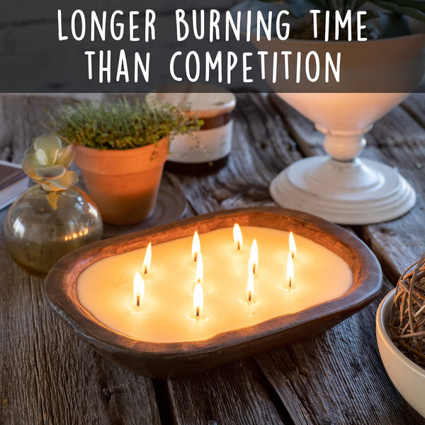 Wooden Dough Bowl Candle 10x14 Inch