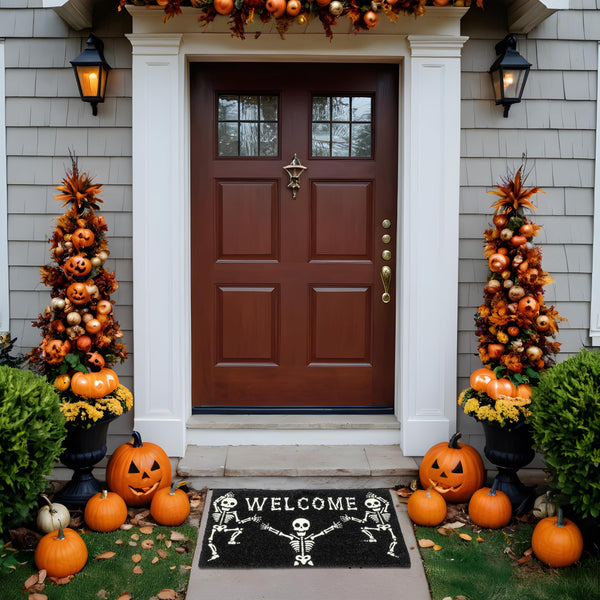 MAINEVENT Skeleton Door Mat 30x17 Inch, Skeleton Outdoor Mat, Halloween Door Mat Skeleton, Skeleton Doormat, Halloween Doormat, Halloween