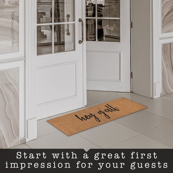 MAINEVENT Hey Y'all and Hello There Coir Doormat with Anti-slip Backing