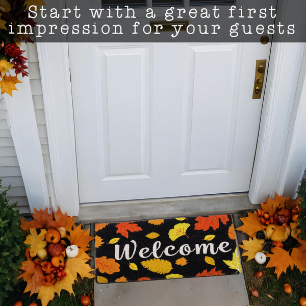 MAINEVENT Welcome Fall Door Mat 30x17 Inch, Fall Leaf Mat, Fall Leaf Doormat, Fall Leaf Rug, Fall Leaves Doormat, Fall Welcome Mat for Front