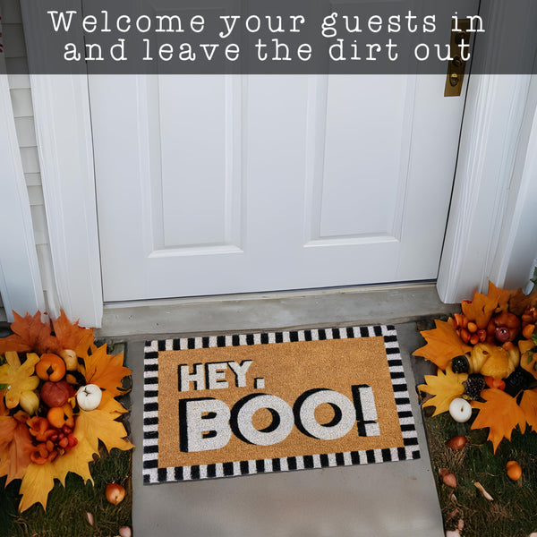 MAINEVENT Hey Boo Door Mat 30x17 Inch, Hey Boo Doormat Outdoor, Hey Boo Halloween Decor, Boo Mat, Halloween Doormat, Halloween Door Mat