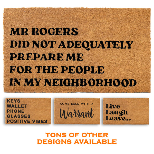 MAINEVENT Mr Rogers Funny Welcome Mat, 30x17 Inches, Brown