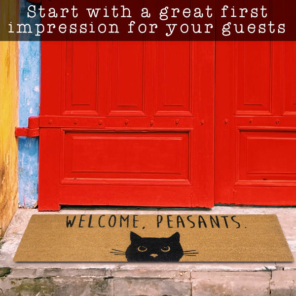 Welcome Peasants Cat Doormat 50x15 Inch