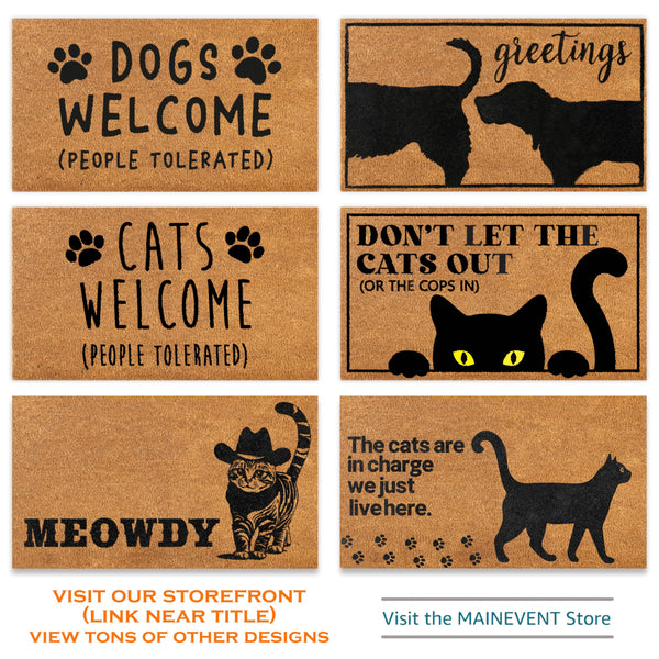 MAINEVENT Meowdy Coir Doormat 30x17 Inch, Cat-lover Cat-themed Doormats