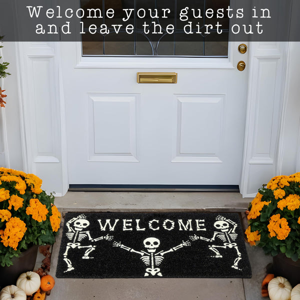 MAINEVENT Skeleton Door Mat 30x17 Inch, Skeleton Outdoor Mat, Halloween Door Mat Skeleton, Skeleton Doormat, Halloween Doormat, Halloween