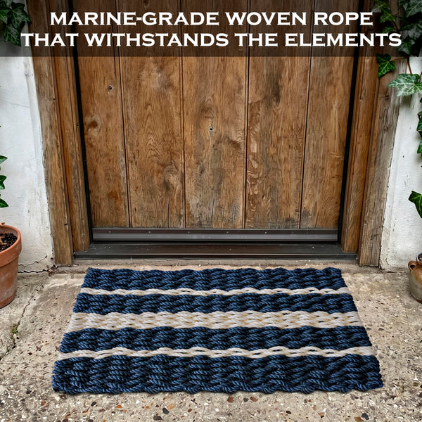 Lobster Rope Mat Coastal Stripe 30x17 Inch