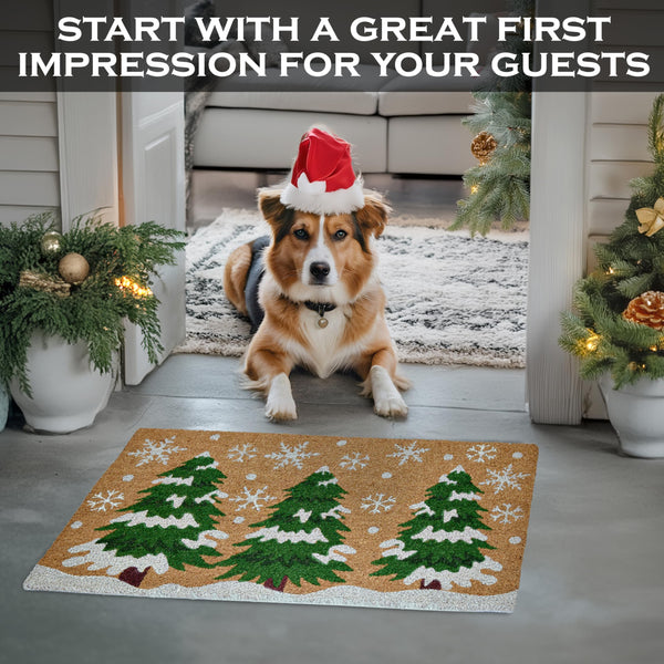 MAINEVENT Christmas Tree Door Mat 30x17 Inch, Christmas Coir Doormat, Christmas Tree Doormat, Christmas Coir Mat Outdoor Christmas Doormat Coir