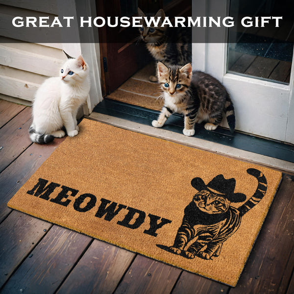 MAINEVENT Meowdy Coir Doormat 30x17 Inch, Cat-lover Cat-themed Doormats