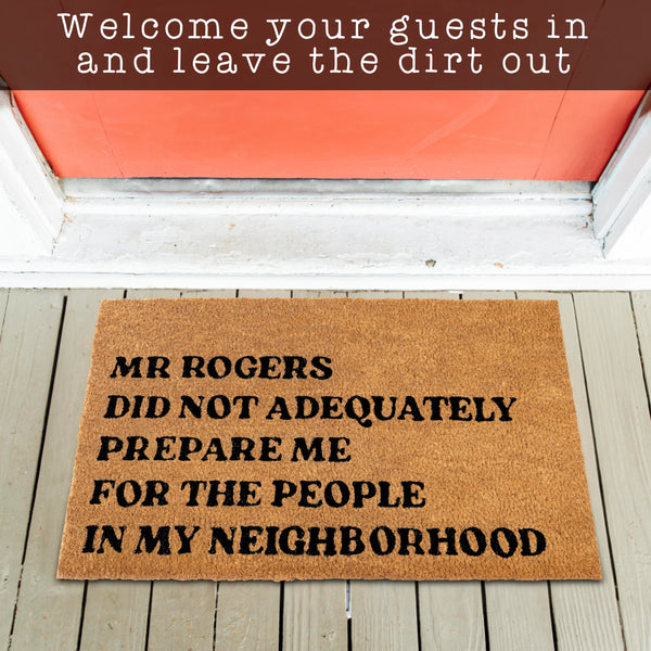 MAINEVENT Mr Rogers Funny Welcome Mat, 30x17 Inches, Brown