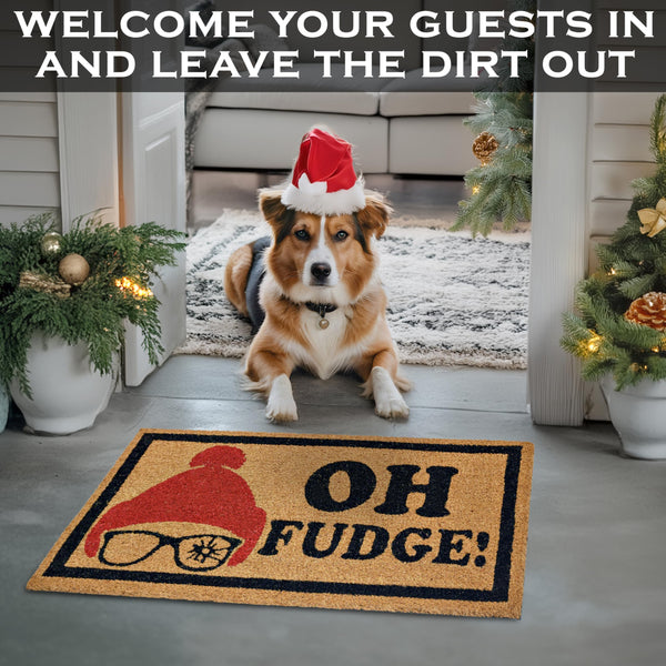 MAINEVENT Oh Fudge Christmas Door Mat Funny 30x17 Inch, Christmas Doormat Funny, a Christmas Story Decor, a Christmas Story Outdoor Decor