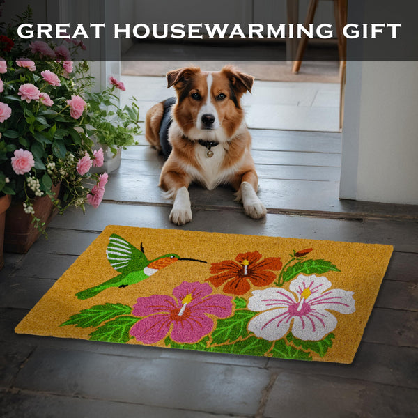 MAINEVENT Hummingbird Coir Door Mat 30x17 Inch Floral Summer Spring-themed Doormat, Rug