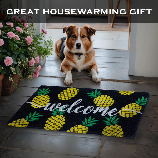 MAINEVENT Pineapple Doormat 30x17 Inch, Summer Coir Door Mat Rug, Tropical-themed Doormats