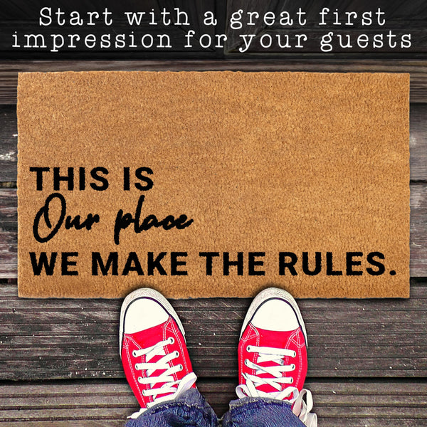 We Make the Rules Door Mat 30x17 Inch, Coir Doormat, Outdoor Mat, Entrance Mat, Entry Mat, Natural Fiber Mat, Coconut Husk Mat, Coco Mat, Coconut Fiber Mat, Coir Mat, Front Door Mat, Back Door Mat