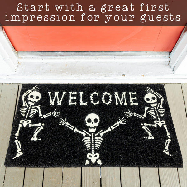 MAINEVENT Skeleton Door Mat 30x17 Inch, Skeleton Outdoor Mat, Halloween Door Mat Skeleton, Skeleton Doormat, Halloween Doormat, Halloween