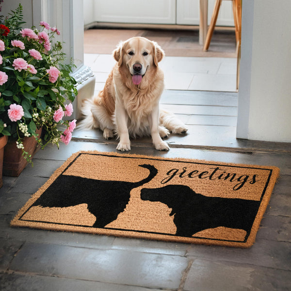 Funny Dog Greetings Welcome Mat for Front Door 30x17 Inch